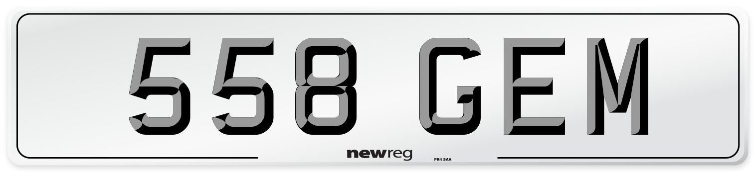 558 GEM Number Plate from New Reg